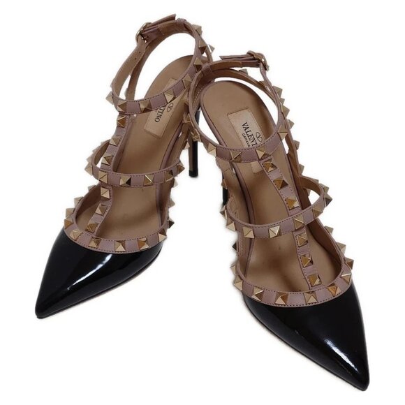 VALENTINOGARAVANI -Black Pink Beige Patent Leather Leather 173-082925 - Picture 2 of 6